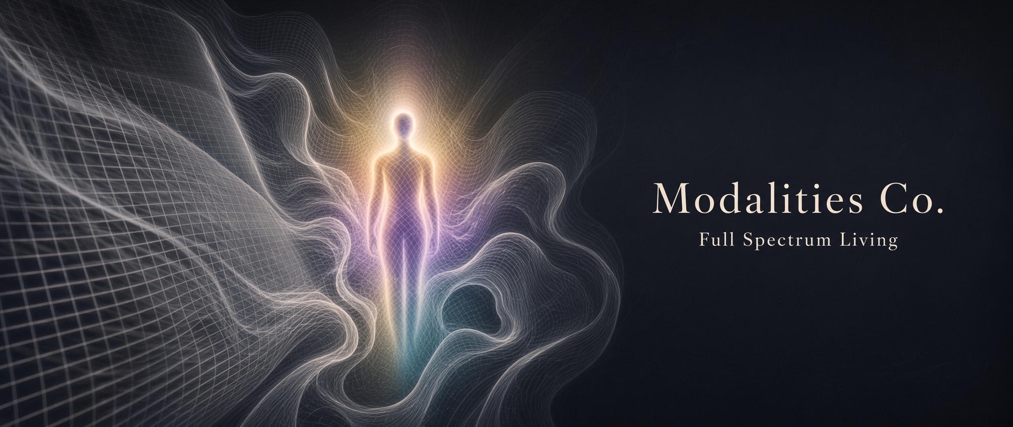 luminous human form in a spectrum field